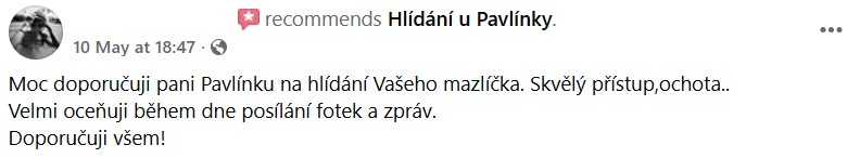 Třetí reference klientky na Facebooku.